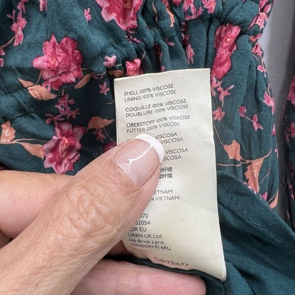 Free People Flower Fields Mini Dress Emerald Green Floral Long Sleeve Size S - Picture 11 of 16